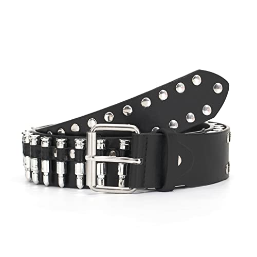 Studded Belts Y2K Punk Hip Hop Faux Leather Grommet Belts for Halloween Cosplay4