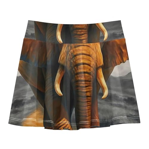 Majestic Elephant Dirt Road Grey Tennis Skirts Toddler 2 in 1 Girls' Shorts Athletic Skorts Cheer Skirt 4t
