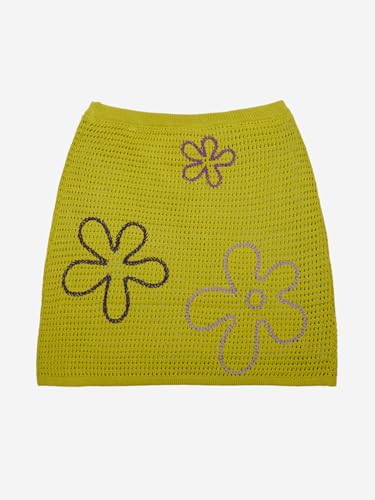 Spongebob Squarepants Flower Clouds Green Crochet Mini Skirt4
