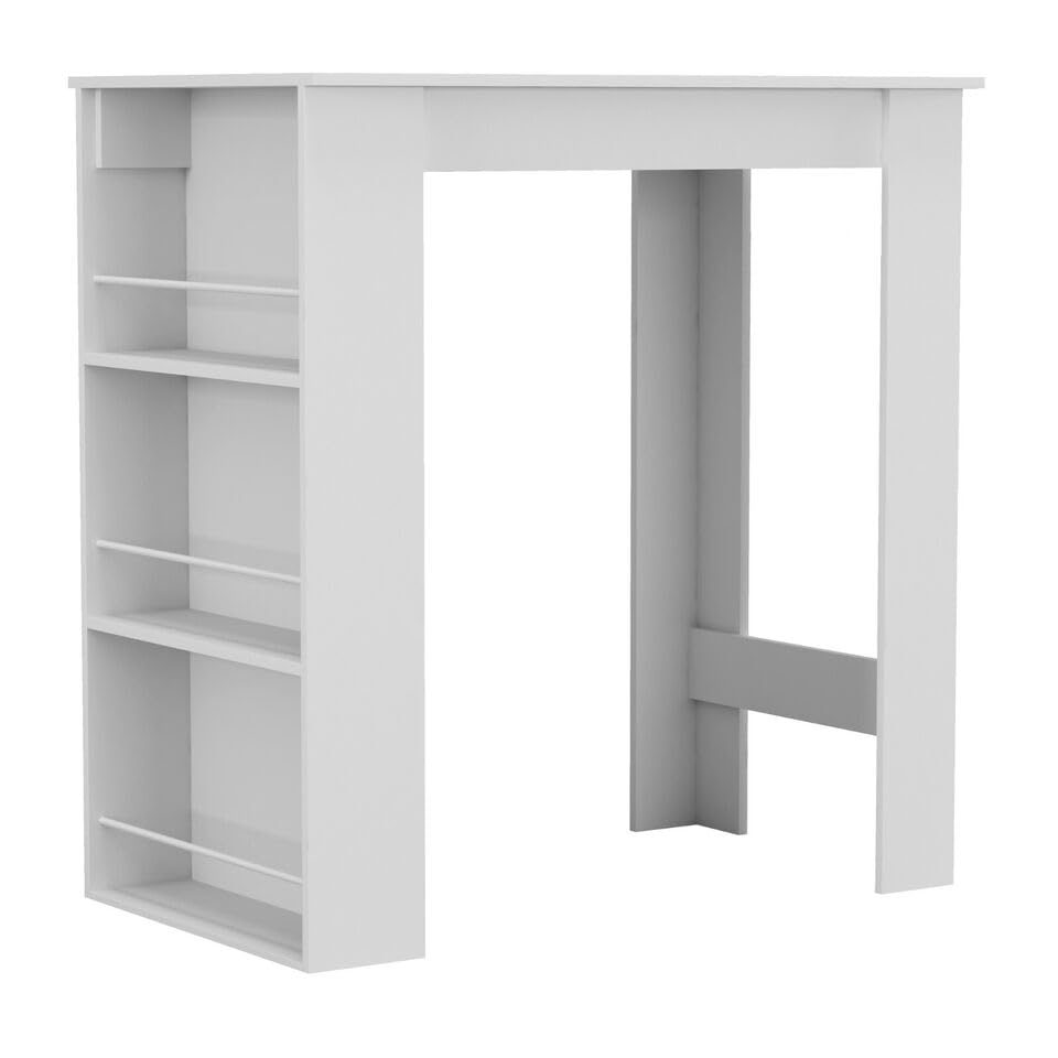 URBNLIVING 3 Tier Dining Bar Coffee Kitchen Island Table Open Storage Shelves Living Room (White)