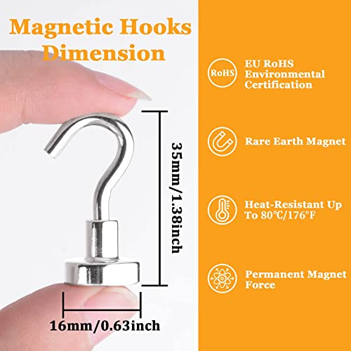 Image of MIN CI 68Pack Super Strong Magnetic Hooks, 25lbs Heavy Duty Magnetic Hook for Hanging, Rare Earth Neodymium Magnet Hooks, for Cruise Ship Camping Grill Kitchen Fridge Garage Wall