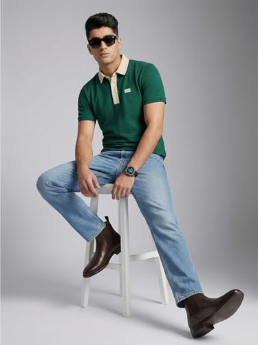 Image of Veirdo Men's Polo T-Shirt Regular Fit, Half Sleeve Contrast Collar Tee, Solid Color Summer Wear, Comfortable Travel, Casual & Office Styling (Sizes S-2XL)