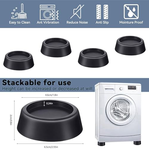 Navani Anti Vibration Pads | Universal Rubber Shock Absorber Mat for Washing Machine & Dryer | Prevent Noise & Slips | 4pcs