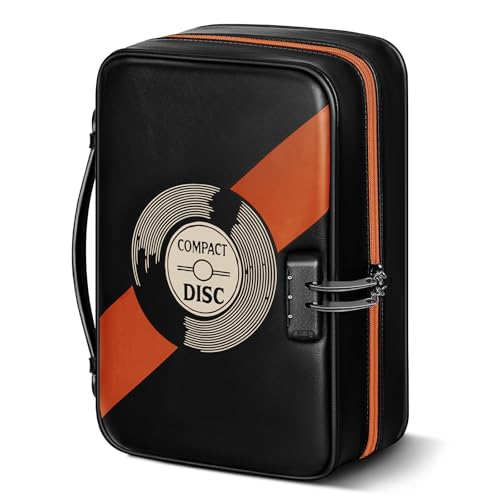 DEEGO DVD CD Storage Case with Lock, 120 Capacity CD Binder, Leather DVD Storage with Smart Multi-Slot for USB, SD Card, Blu-ray Wallet Album CD Book, CD Holder Case for Car, Home, Travel, Gifts