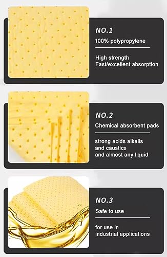 Alfombrilla absorbente de aceite para control de derrames químicos, ácidos agresivos, álcalis, almohadillas absorbentes de aceite para uso en interiores y exteriores, 50 hojas