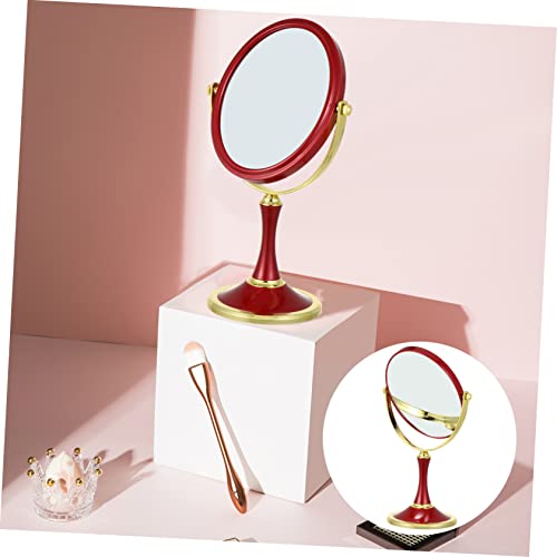 Espejo de maquillaje doble cara giratorio para mesa miniatura 3