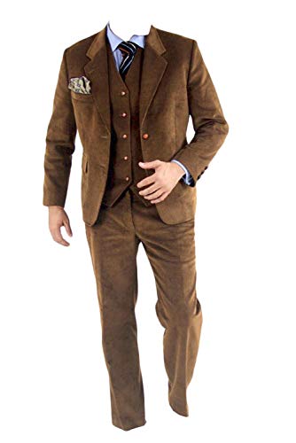 Wemaliyzd Men's Vintage 3 Pieces Corduroy Suit Winter Jackte Coat Single Breated Vest Pants
