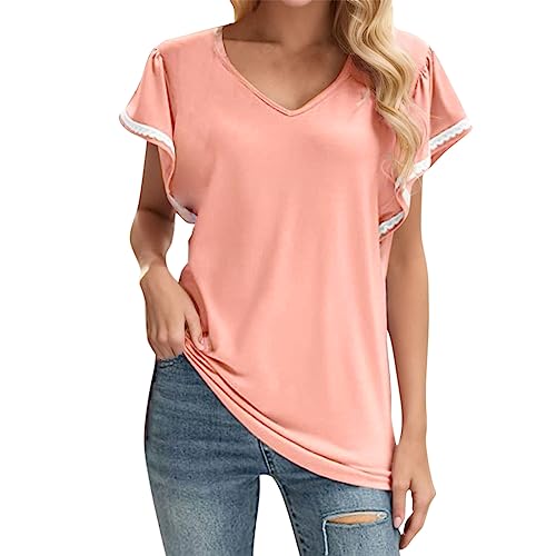Damen T-Shirt 3/4 Arm Blusen Shirt,Bluse Senfgelb,Strick Oberteil,Schicke...