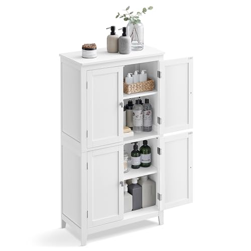 VASAGLE Floor Storage Cabinet, Freestanding Storage Unit with 4 Doors, Adjustable Shelves, 11.8 x...