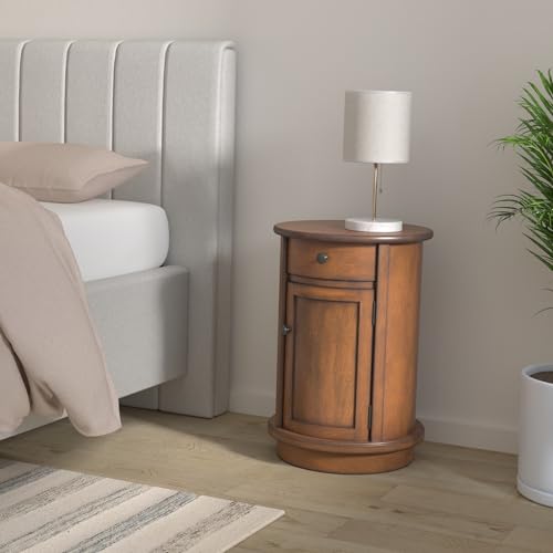 Decor Therapy Keaton Round Storage Side Table, Honeynut