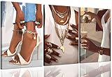 3Pcs Fashion Black Woman Canvas Wall Art African American Vogue Black Girl Wall Decor Picture Fashionable Gorgeous Beautiful Black Woman Poster Print for Living Room Bedroom Artwork Home Decoration