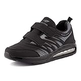  Fusskleidung Damen Herren Sportschuhe Klettverschluss Sneaker Dämpfung Neon Laufschuhe Runners Gym Unisex Schwarz EU 39