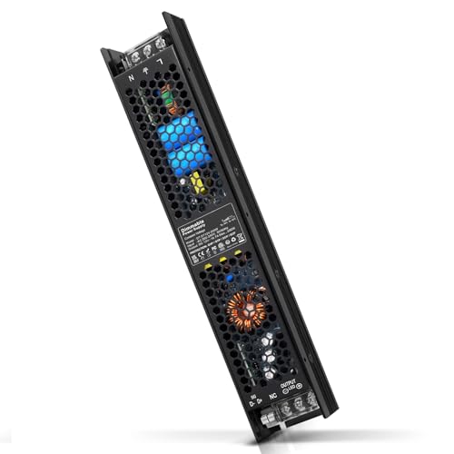 REYLAX Transformador 220V a 12V 200W 16.7A Regulable 0/1-10V y Traic, Fuente de Alimentación LED CA a CC, Adaptador de Voltaje Constante, Baja Tensión para Tira de Leds