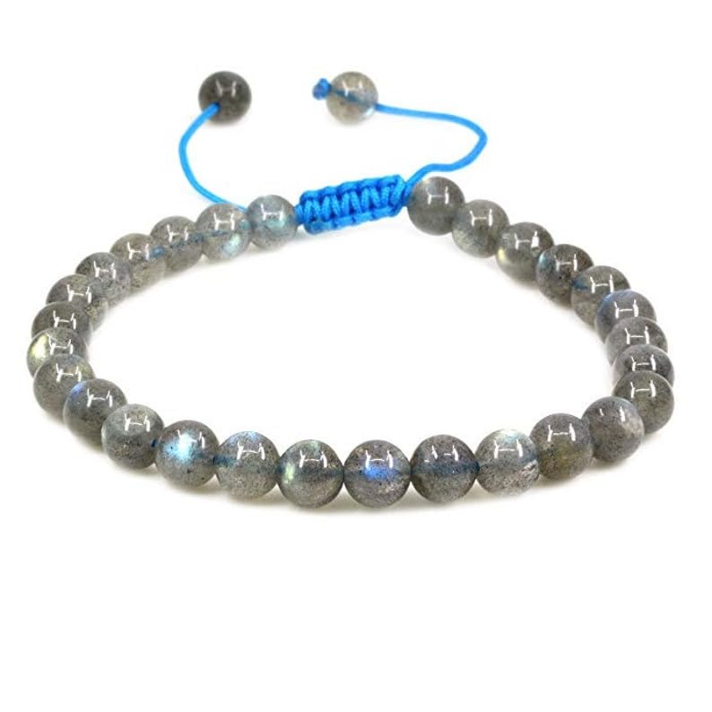 Bracelet en perles de labradorite grise authentique 6mm