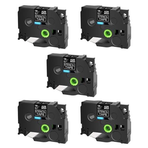 5�p�b�N�G�b�`���O�X�e���V�����x��STE-141 STE-151 STE-161 BLACK ON LABEL MAKER���f��PT-D450 PT-D600(5PK 18mm)