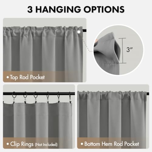 Image of MIULEE Short 45 Inch Kitchen Window Cafe Curtain Light Grey Set of 4