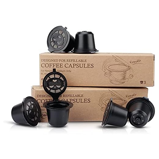 RECAPS Cápsula recargable compatible con Nespresso libre de BPA cápsulas de café reutilizables 200 veces compatible con la línea original Nes (6 vainas/juego, cepillo y cuchara)