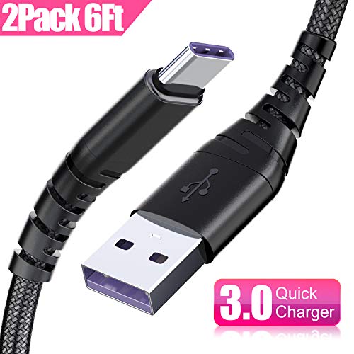 USB Type C Cable 2Pack6Ft, Cabepow Braided Nylon 3A Fast Charging Cable Compatible