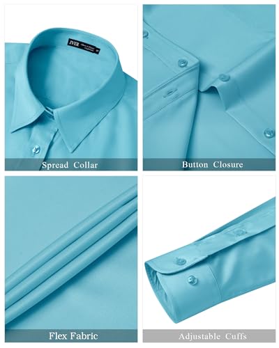 Image of J.VER Womens Dress Shirts Long Sleeve Button Down Shirt Wrinkle-Free Business Casual Blouse Office Work Tops