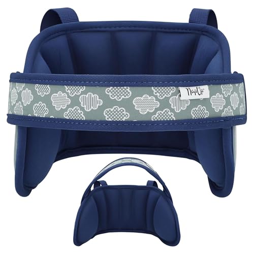 Image of NAPUP Adjustable Carseat Head Support for Sleeping Kids & Toddlers - Safe, Comfortable & Breathable (Dark Blue)