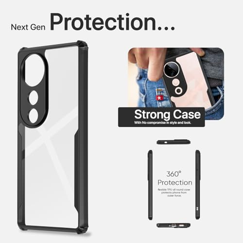 Image of Pikkme Crystal Clear Transparent Back | Ultra Hyrbid | Full Camera Protection | Raised Edge | Bumper Back Case for Vivo S19 5G (Black)