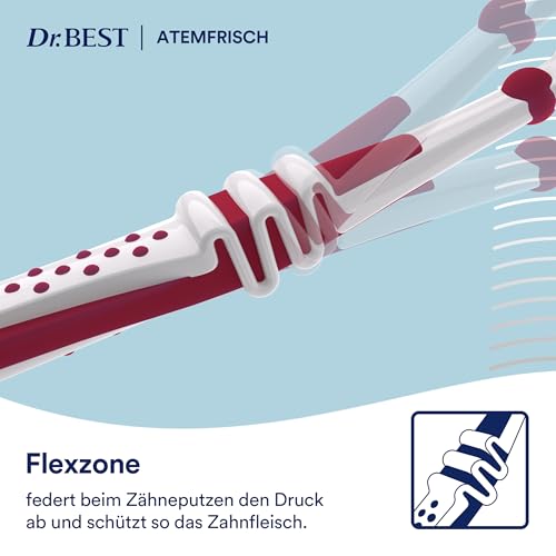 Dr.BEST Atemfrisch Zahnbürste, Mittel, Vorteilspack, mit 2in1 - Zahnbürste und Zungenreiniger. Entfernt gründlich Bakterien von der Zungenoberfläche, für eine effektive Reinigung der Zähne. – Bild 7
