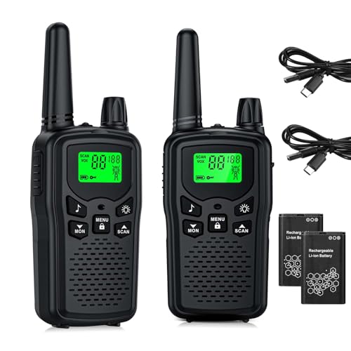 Walkie Talkies for Adults Long Range,Kartal Rechargeable Walkie Talkies with 22 FRS Channels,Two Way Radios with LED Flashlight for Hiking Cruises Camping(Black)