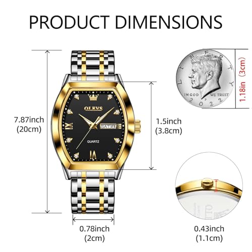 OLEVS Mens Watches Luxury Business Analog Quartz Watches for Men with Stainless Steel Dress Date Waterproof Luminous Wrist Watches4