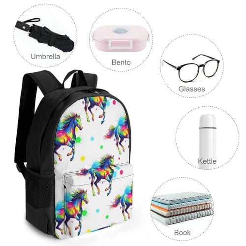 Sturdy Multipurpose Dual Shoulder Bag for Gym and Outdoor Activities, Horse Art Design, Travel Hiking Daypack4