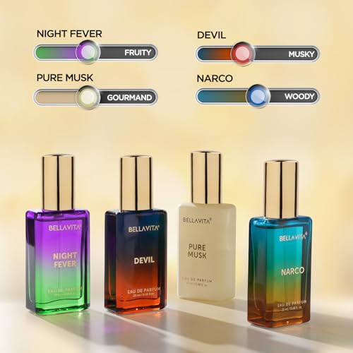 BELLAVITA Unisex Scents | Long Lasting Perfume Gift Set | Perfume for Man | Gifts for Woman | EDP 4x20ML | Bergamot, Vanilla, Cedar & Sandalwood