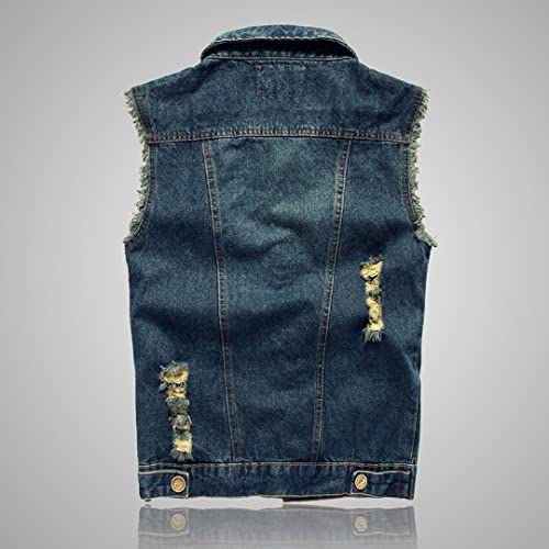 Men's Casual Lapel Denim Vest Jacket Vintage Plus Size Sleeveless Ripped Jeans Vests Hip Hop Jean Waistcoat2