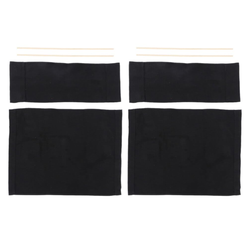 Cabilock Directors Chair Replacement Canvas 2 Sets Fabric Seat Cover Foldable Directors Chair Cover with Wood Stick Black