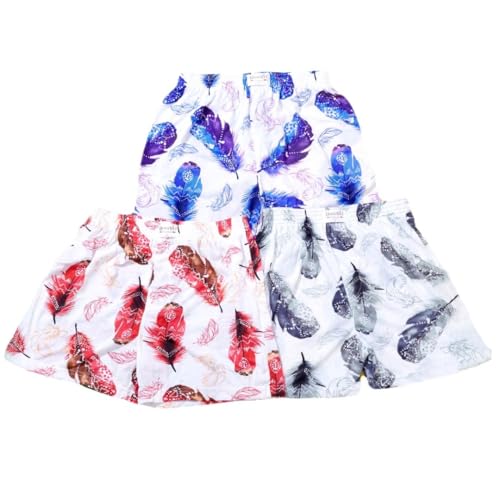Men's Feather Print Boxer Shorts, White with Blue, Red and Grey Pattern, pack of 3 pieces.3