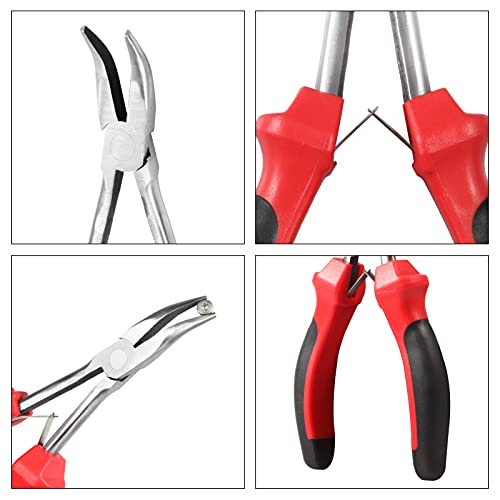 Image of 6.5 Inches Bent Nose Pliers Mini Long Reach Bent Needle Nose Pliers Bent Long Nose Pliers Angled Long Needle Nose Pliers Chain-Nose Pliers with Curved Nose for Jewelry Making Crafting Repair