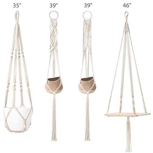 Mkono Macrame Plant Hangers Hanging Plant Shelf Indoor Wall Planter Decorative Flower Pot Holder Boho Home Decor, Set Of 4 #TOP6