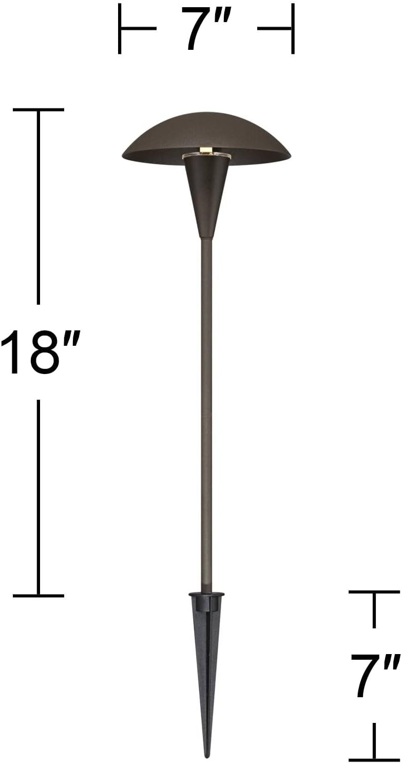 John Timberland Grant 18" High Mid Century Modern Outdoor Landscape Mushroom Path Lights Porch House Exterior Outside Set of 2 LED Bulb Weatherproof Brown Bronze Finish Metal Front Door Patio