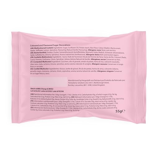 Rainbow Confetti Sprinkles 55g Sachet - Natural Edible Multicoloured Circles Decorating Sprinkles - Perfect for Baking, Cupcake and Cake Decorations, Ice Cream, Desserts and Icing Decoration Toppers