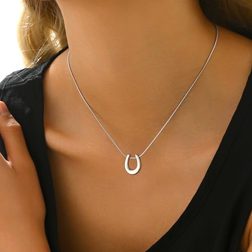 Gold Necklace for Women Necklaces for Women 18K Gold Plated Sun Necklace Dainty Moon Horseshoe Pendant Necklace Trendy Bow Necklace Minimalist Jewelry4