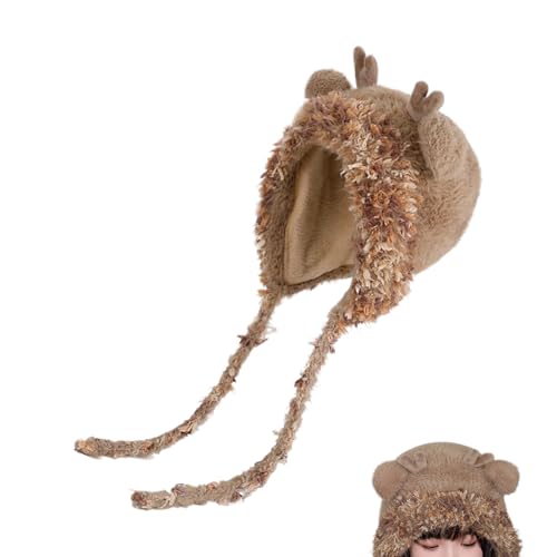 Gitekain Gorro de invierno para niños, gorro de cuernos para exteriores con orejeras | Gorro cálido, para niños de 4 a 10 años, protección contra el frío, invierno, otoño, día al aire libre, viajes