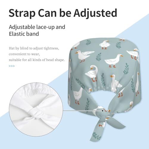 Image of Working Cap Scrub Cap with Sweatband Adjustable Unisex Women Tie Back Hat Nurse Surgical Caps