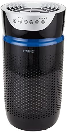 Homedics 5-in-1 UV-C Air Purifier - 360-Degree HEPA Filter for 170 Sq Ft, Air Purifiers for Bedroom and Home with Essential Oil Pads and Built-In Timer, 3 Speed Settings for Small Rooms, Black