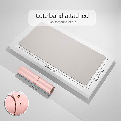 Image of YSAGi Dual-Sided Desk Pad Protector, Desk Mat with Non-Slip - Waterproof PU Leather Office Desk Blotter for Mouse, Keyboard, Writing (23.6 inch x 13.7 inch, Pink)