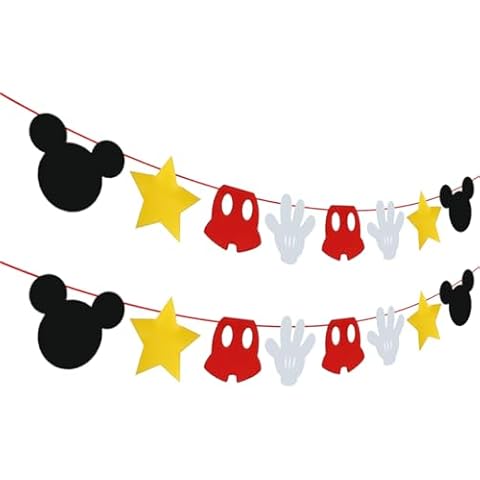 Mickey and Mouse Themed Felt Garland Birthday Party Banner Decoration Supplies Cover