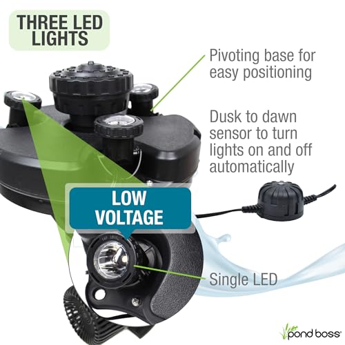 Pond Boss DFTN12003L Floating Fountain With Lights, 50 Foot Power Cord, 1/4 hp