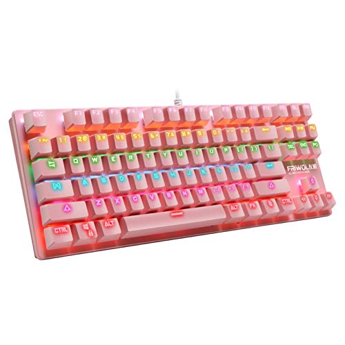 Porfeet Clavier Mécanique Filaire, Clavier Mécanique De Jeu De Lumière RVB Coloré D'axe Vert Câblé G50 Rose Taille Unique Cover