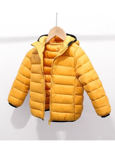 Kids Boys Girls Lightweight Zipper Hooded Puffer Jacket Unisex Children Solid Color Long Sleeve Coat with Pockets3
