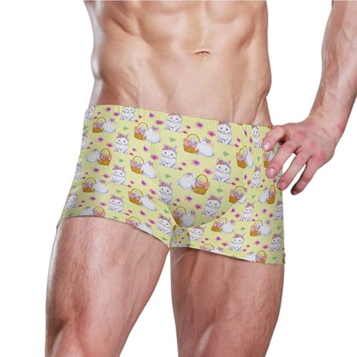 Happy Easter Bunny Rabbit Mens Swim Trunk Swimwear Bathing Suit Swim Brief Square Leg Board Short S B04052333