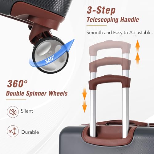 20 IN Luggage 1 Piece with TSA lock, Lightweight Suitcase Spinner Wheels,Carry on Vintage Luggage,Black4