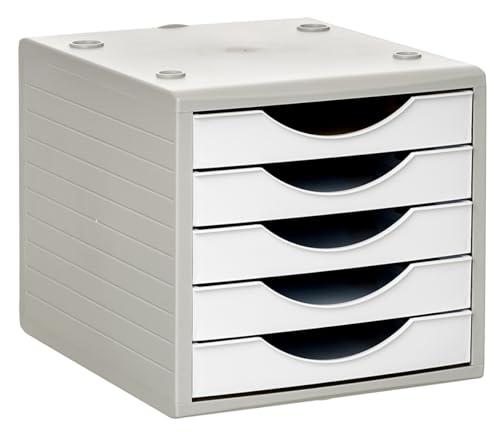 Archivo 2000 Module ecogreen 5 drawers white 100% recycled and recyclable din a4 folio and subfolder measures: 340x270x260mm grey housing ...