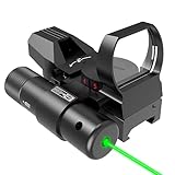 UUQ 1X22X33 Reflex Red Dot Sight - 4 Reticle Red & Green Dot Optics with Integrated Green Laser for 20mm Rail